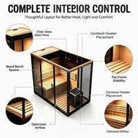 Sauna finlandais extérieur moderne pour 4 personnes avec poêle à infrarouge lointain en bois de pruche massif et panneau de commande informatisé