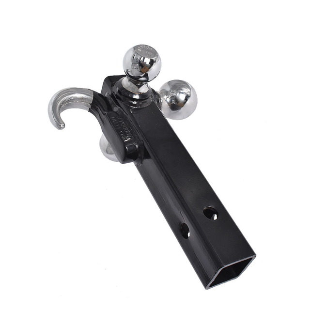 Yikun New Tri-Ball Mounts Integrated Heavy-Duty Hook Trailer Hitch Carbon Steel 10000 LBS Glossy Black Powder Coated Chrome