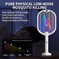 Raquette anti-moustiques électrique automatique rechargeable, pliable, 2-en-1, puissante, avec grande moustiquaire et lampe LED tue-moustiques