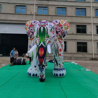 Éléphant géant gonflable coloré avec lumière pour la décoration extérieure
