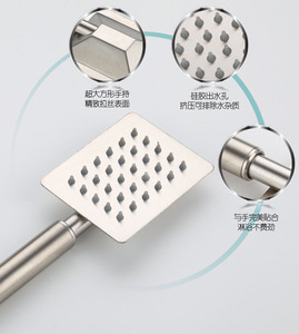 Ensemble de douche thermostatique moderne carré en acier inoxydable brossé avec mitigeur céramique mural pour salle de bain d'hôtel - Product Image 3