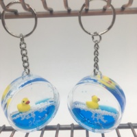 Porte-clés en acrylique flottant avec paillettes liquides, sable mouvant, cylindre rond, pour aquarium, neige, eau, parc océanique