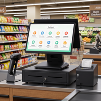 Système de point de vente tout-en-un intelligent à double écran de 15,6 pouces, Wifi 6, caisse enregistreuse avec NFC intégré et Wifi 6 pour les magasins de détail