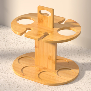Soporte de copas de vino de mesa de pie alto de bambú sólido Almacenamiento y exhibición de vino tinto para ocasiones de cocina o fiesta - Product Image 6