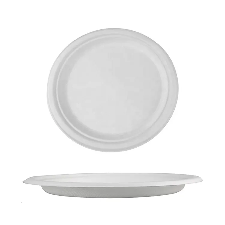 7inch 8inch Cheap Disposable Eco Friendly Sugarcane Bagasse Dishes Compostable Biodegradable Paper Plates