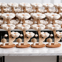 En gros Arbre à chat de luxe esthétique floral, griffoir champignon, grande perchoir en forme de fleur, mobilier pour animaux de compagnie en bois moderne et écologique
