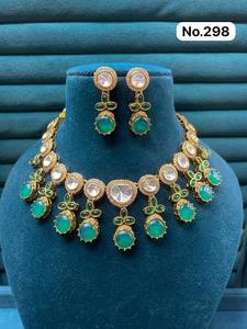 Elegant Designer Zircon Stone <b>Necklace</b> with Matching Earrings Women's <b>Statement</b> Jewelry for Party Wear and Festival Collection - Product Image 1