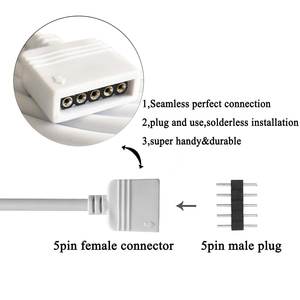 5 pines RGBW LED cinta conector 1 a 1, 2, <span class=keywords><strong>3</strong></span>, 4, 5, enchufe del divisor de potencia de Cable de conector hembra - Product Image 3