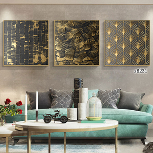 Décoration murale en gros Impression sur toile haute définition Images géométriques dorées Art contemporain Tableaux de nature morte - Product Image 5