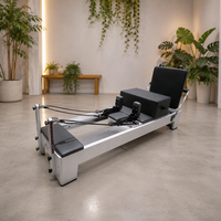 Reformer Pilates Personnalisé avec Cercles de Base en Hêtre/Chêne/Érable, Finition Peinte en Blanc, Ensemble Premium Cinq Pièces pour Yoga et Fitness à Domicile