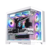 Best Air Flow RGB Mid Tower Game Chassis PC Gaming Tower with Glass Side Board Steel Construction 14cm/12cm Fan ATX Support