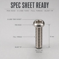 M3x12 Metric Stainless Steel Pan Head Torx Screw SUS304 6 Lobe Drive Custom Fastener for Appliance Electronics Assembly