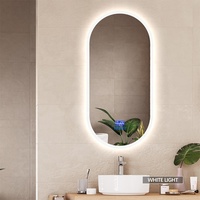 Miroir de salle de bain LED oblong mural avec capteur tactile, anti-buée, éclairé, pour salle de bain