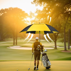 Parapluie de golf droit de luxe à double couche de 54/62/68 pouces en fibre de verre de haute qualité, coupe-vent pour adultes, vente chaude - Product Image 1