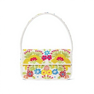 Sac à bandoulière classique brodé à rayures colorées, forme personnalisée, en coton tendance pour femme, idéal pour les activités promotionnelles - Product Image 2
