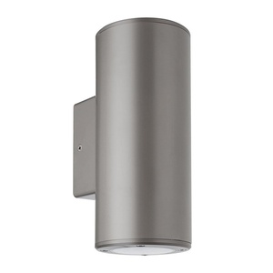 Applique da esterno IP54, 2xGU10, grigio, cilindro in policarbonato, dimensioni 18,6x7,6x9,9 cm, ideale per l'illuminazione di spazi - Product Image 1