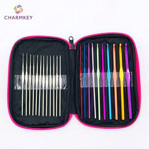 डिय 100 पीसी एल्यूमीनियम बुनाई सुई उपकरण सेट क्रोकेट हुक किट फैक्टरी बिक्री यार्न गेज कैंची सिलाई बैग के साथ - Product Image 2