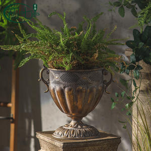 Pot de fleurs en fer forgé rétro européen, grand modèle, pour extérieur, jardin, décoration, pour plantes vertes. - Product Image 1