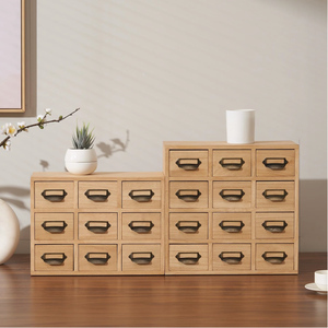 Organisateur de tiroirs rectangulaire en bois, <span class=keywords><strong>meuble</strong></span> de <span class=keywords><strong>rangement</strong></span> de bureau classique fait main, 12 tiroirs pour l'organisation de la maison et du bureau, poignées métalliques - Product Image 5