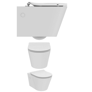 WC portable PU7 avec siège, bidet intégré, console et cuvette pour école, à chasse d'eau silencieuse Tornado, à poser au mur - Product Image 1