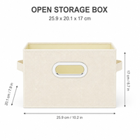 Organizador para el Hogar, Caja de Almacenamiento Plegable Abierta, Tela de Lino, Base de PP, Asa de Metal, Cesta de Almacenamiento para Sala de Estar