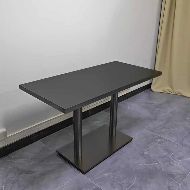 Modern Rectangle Dining Table with Marble Top Stainless Steel Restaurant-Style Home Furniture with Metal Panel Design for Bars