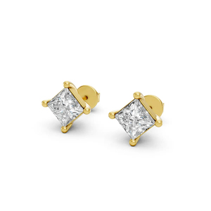 Pendientes de Diamantes de Corte Princesa de Lujo Minimalista, Cultivados en Laboratorio, Más Vendidos, OEM ODM, Oro Personalizado de 10K para Mujer - Product Image 1