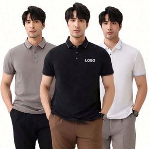 Chemises Polo Homme Respirantes Anti-Plis à Col Uni Personnalisables avec Logo - Product Image 5