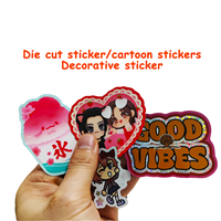 Autocollants holographiques découpés sur mesure en vinyle blanc, durables, résistants aux UV et à l'eau, avec logo personnalisé, couleur CMYK, forme personnalisée, cadeau UV