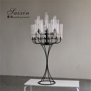 कहा ZT-361 नए 25 हथियार ग्लास सिलेंडर की लंबी शादी कैंडेलब्रा शानदार टेबल सजावट - Product Image 4
