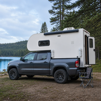 ONLYWE Caisse de camping-car rigide légère en fibre de verre à glisser sur la benne pour pick-up à plateau plat avec climatisation, salle de bain et cuisine