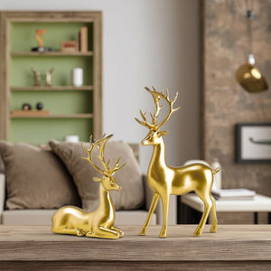 Statue de cerf moderne en or pour décoration intérieure, modèle en résine et cristal, peint à la main, écologique et luxueux, salon, bibelots - Product Image 6