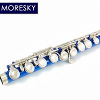 MORESKY C Major Flute 16 CloseC Keys Blue with E Key Cupronickel Painted Metal