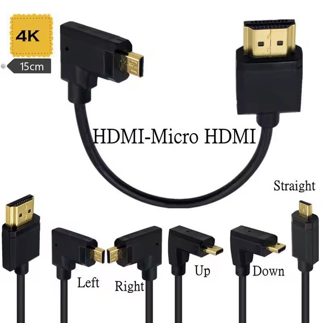 15CM OD 3.0mm Super Soft Micro -compatible & Mini HDTV 2.0V Male Thin Short Cable 2k 4k Hd 60hz Light-weight Portable