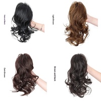 Extension de cheveux synthétiques bouclés en fibre inflammable, queue de cheval, avec design portable facile à appliquer, boucles courtes, demi-attachées, effet vague d'eau