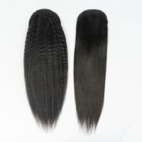 Shoumei Vente Chaude Extensions De Queue De Cheval Cordon De Cheveux Humains Haute Qualité Couleur Naturelle Crépus Droit Cordon Queue De Cheval