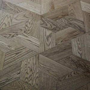 Plancher en bois composite à motif géométrique trapézoïdal, chêne brossé gris foncé, carreaux de bois multicouches, planchers en bois d'ingénierie - Product Image 2