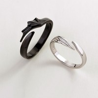 Bijoux design en gros Aile romantique OpenRings pour Couple S925 Sterling Silver Demon Angel Plain Finger Rings