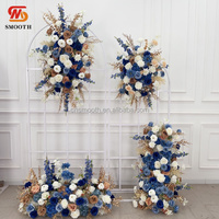 Guirlande florale artificielle SMS bleu poussière et blanc, roses en soie bleues, hortensias, orchidées pour la décoration de mariages, événements et fêtes