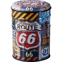 Tabouret de bar moderne en métal en forme de fût de pétrole américain avec logo Route 66 1946 pour salle de sport et usage commercial