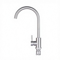 Robinet de cuisine monocommande contemporain en acier inoxydable, mitigeur d'eau froide pour usage hôtelier, mural monotrou