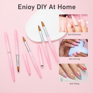 Pure Kolinsky Oval Nail Brush Pink Plastic Handle <b>Natural</b> Hair Acrylic Gel <b>Painting</b> Brush Private Label - Product Image 5