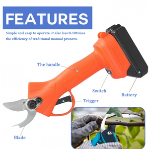 Forbici Elettriche per Potatura Senza Fili 21V ad Alta Efficienza, 2 Batterie Ricaricabili, Cesoie per Potatura Alberi, Lame SK5 per Tagliare Rami - Product Image 3