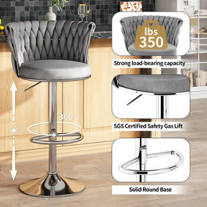 Chaises <span class=keywords><strong>de</strong></span> <span class=keywords><strong>bar</strong></span> en velours pour la maison, ensemble <span class=keywords><strong>de</strong></span> 4 tabourets <span class=keywords><strong>de</strong></span> <span class=keywords><strong>bar</strong></span>, chaises <span class=keywords><strong>de</strong></span> comptoir pivotantes à 360 degrés pour restaurant - Product Image 6