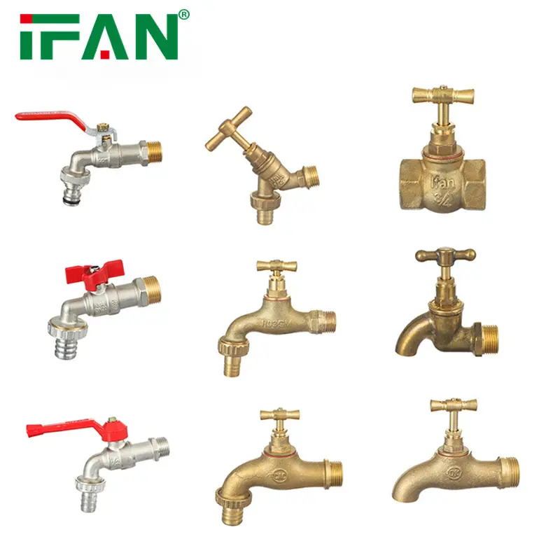 IFAN Wall-Mounted Bathroom Tap Quick Open Tap 3/4inch Bibcock Outdoor Garden Brass Faucet