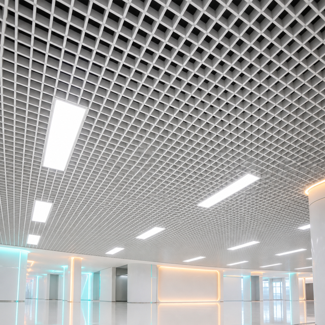 Modern U Shape Aluminum Square Tube Fireproof Ceiling Grid Baffle Suspended Ceiling System for Hotel Restaurant Decoration