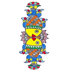 Arte Mural Metálico 3D de Jharkhand, Pintura Folclórica India Hecha a Mano de Bihar Madhubani - Product Image 1