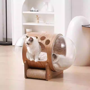 Casa para Gatos de Madera Maciza y Acrílico con Cápsula Espacial Transparente, Cama para Gatos y Árbol para Gatos, Nido de Parto para Gatos para Todas las Estaciones - Product Image 4