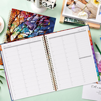 Agenda en spirale A4 2027 avec motif arbre vitrail, journal mensuel et hebdomadaire, onglets colorés, haute qualité, écriture facile, pour le bureau