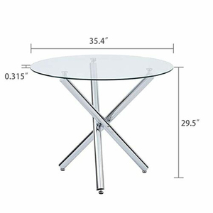 Table de cuisine ronde avec jambes chromées, en verre transparent, table à manger <span class=keywords><strong>pour</strong></span> salle de <span class=keywords><strong>petit</strong></span> déjeuner, au <span class=keywords><strong>meilleur</strong></span> prix, design moderne - Product Image 4